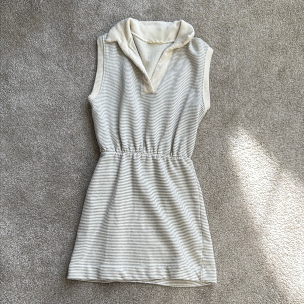 Together Ivory Striped Sleeveless Polo Mini Dress